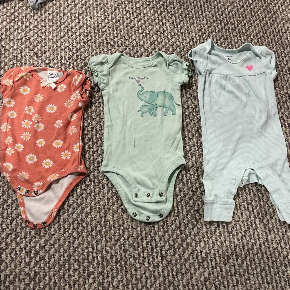 19!! 3-6 month girl short sleeve onesies/rompers